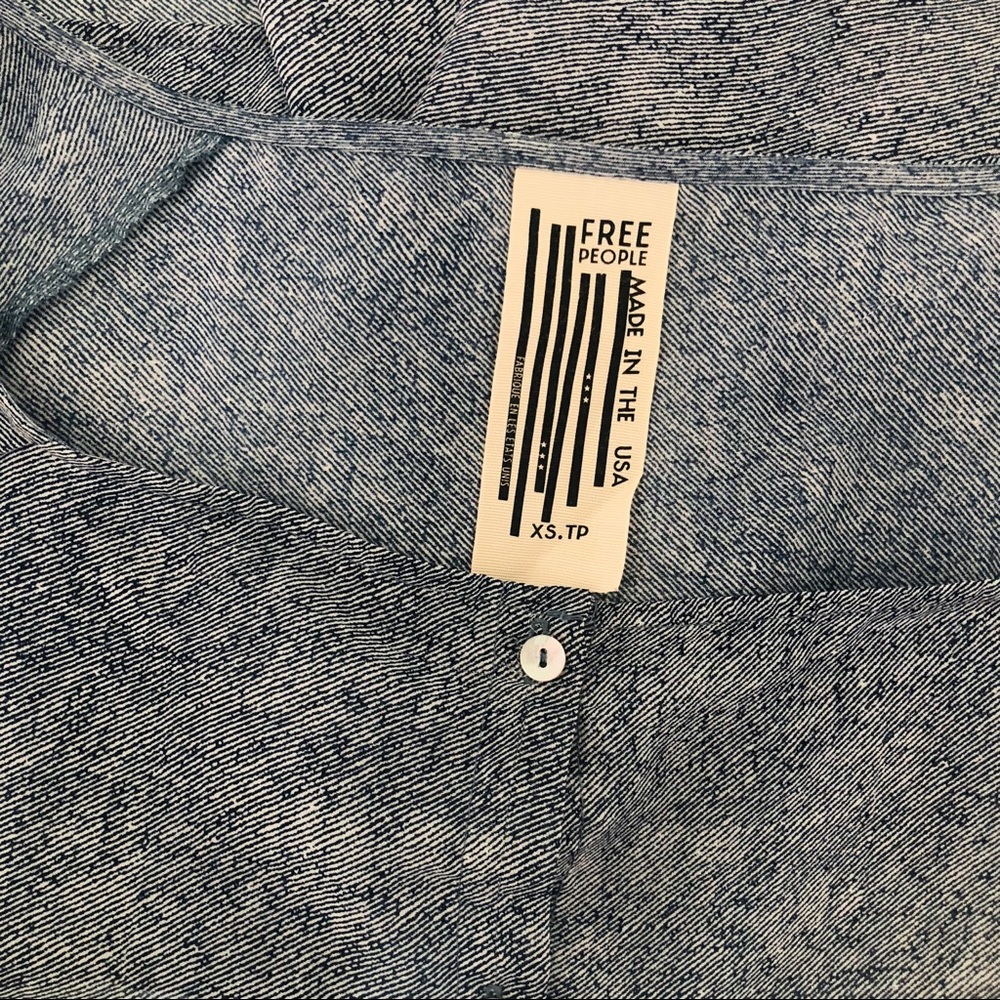 Free People Blue Sheer Bell Sleeve Button Down - Picture 5 of 6
